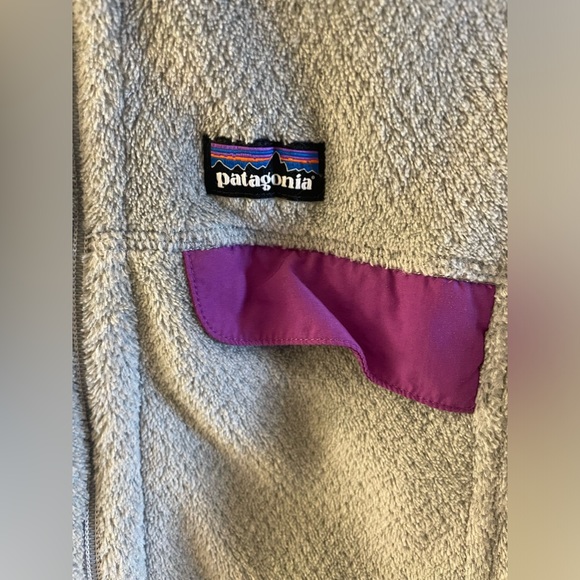 Patagonia Women's Fleece Vest Light Gray Purple Accents Size M - Picture 3 of 5